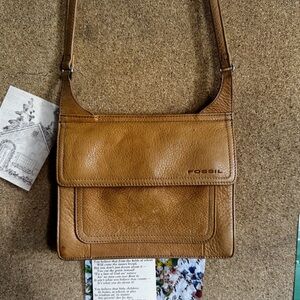 Fossil Brown Leather Messenger Bag